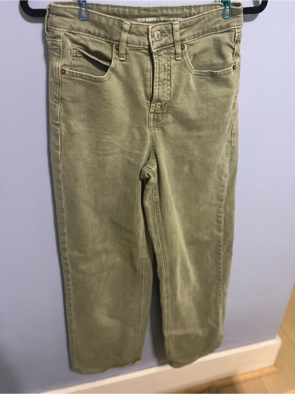 Old Navy Olive Green sky high wide leg Women’s Jeans
